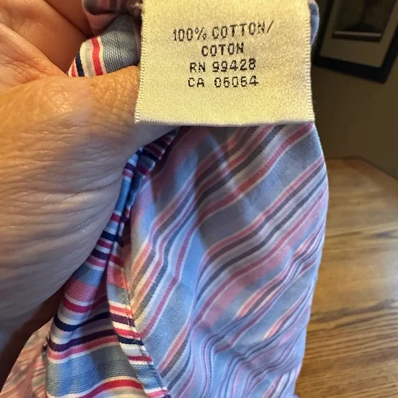 Bugatchi Men's Striped Shirt in Pink, Blue, and White - Picture 2 of 8